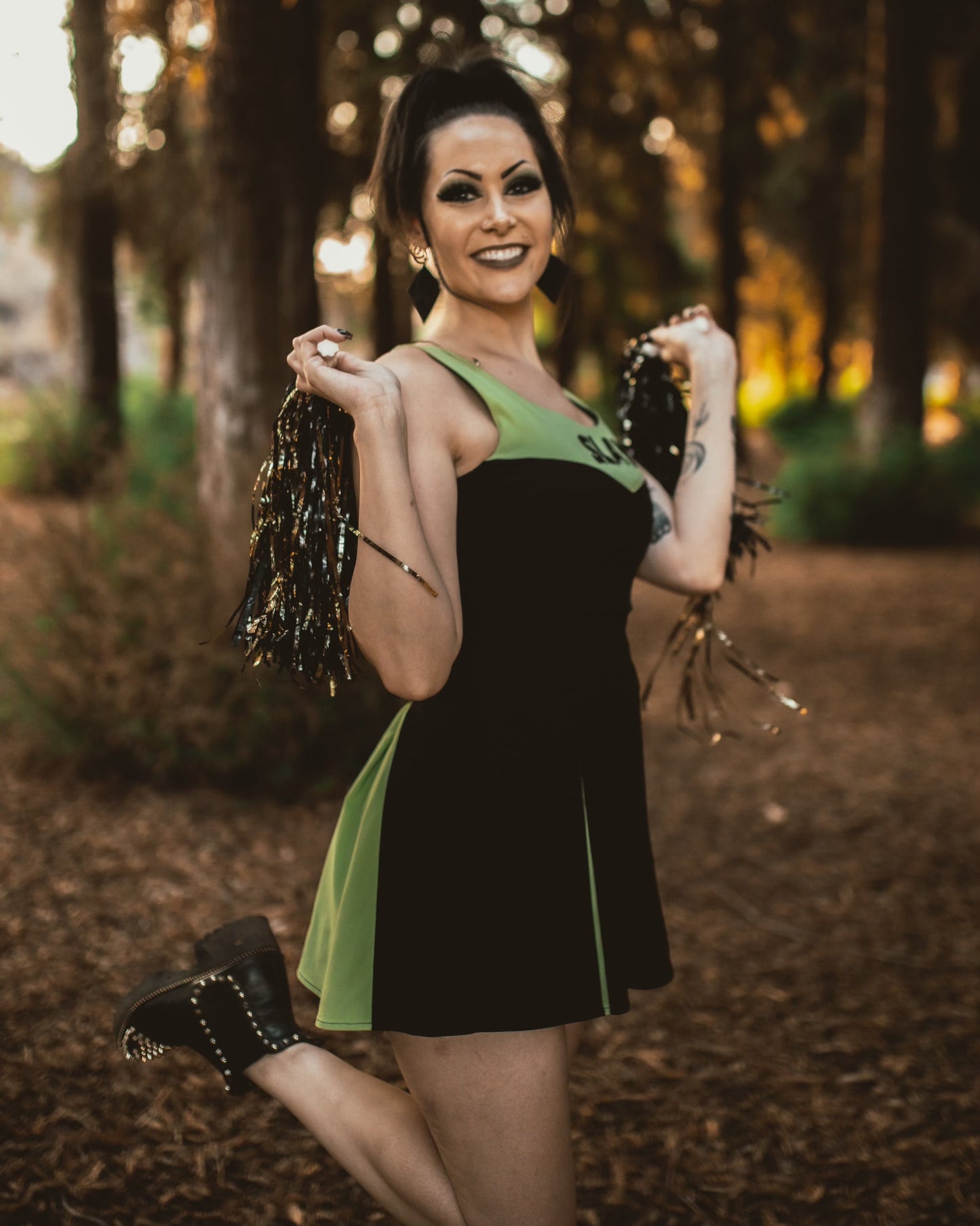 Slay Squad Sleeveless Dress - Black Bengaline Cheer-Inspired Dress with “Slay” Graphic (Sunnydale Edition)