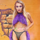 Faux-Fur Cropped Halter Neck Top