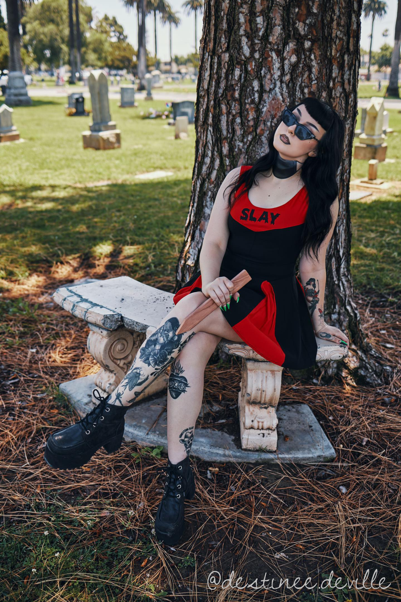 Slay Squad Sleeveless Dress - Black Bengaline Cheer-Inspired Dress with “Slay” Graphic (Sunnydale Edition)