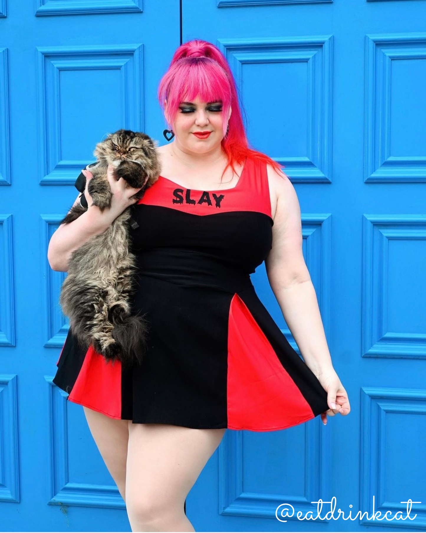 Slay Squad Sleeveless Dress - Black Bengaline Cheer-Inspired Dress with “Slay” Graphic (Sunnydale Edition)