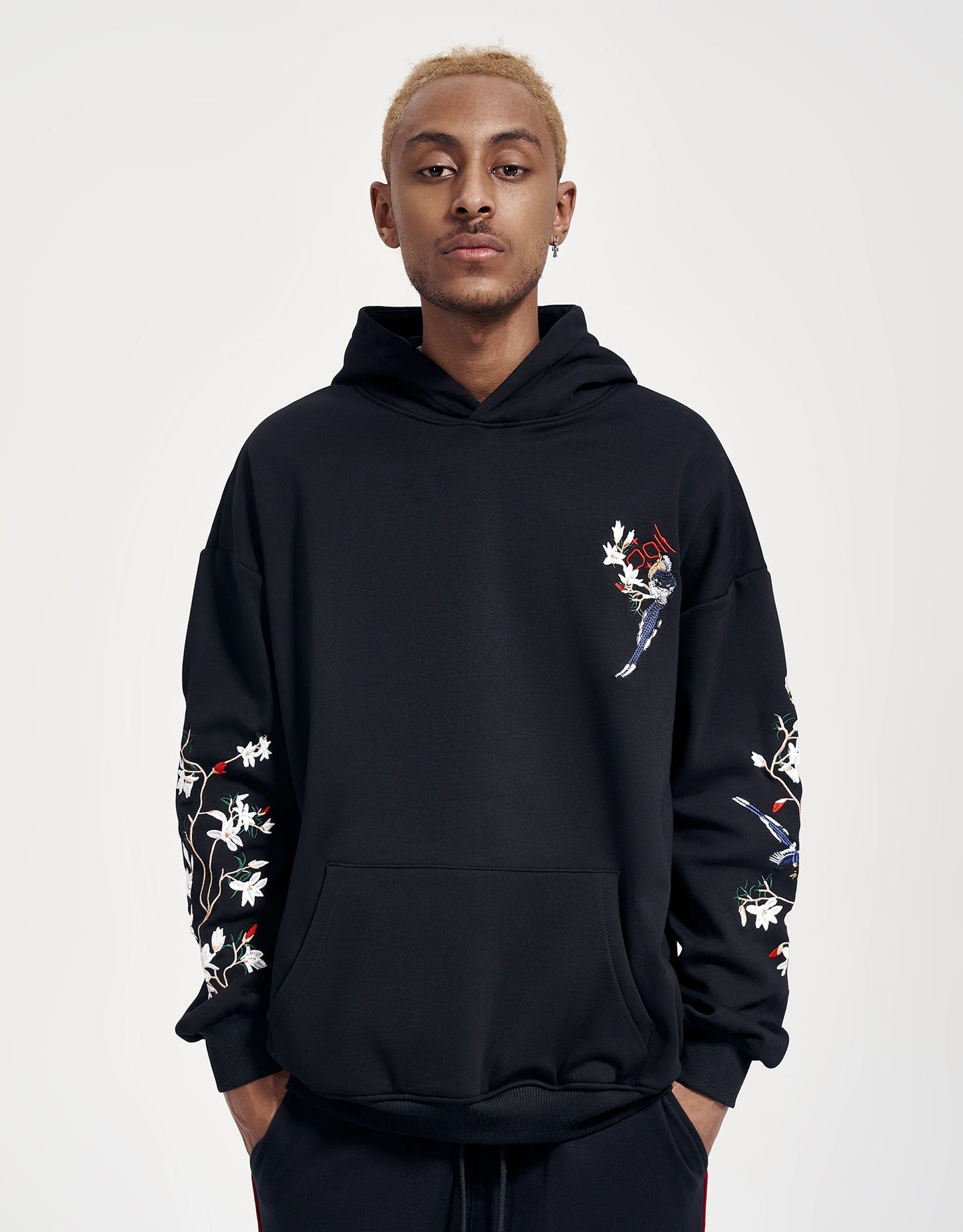 Flowers and Birds Embroidery Hoodie