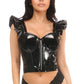 Black Patent Ruffle Bustier